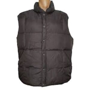 Lands' End Unisex Black Quilted Snap Front Down Fill Puffer Vest-Large